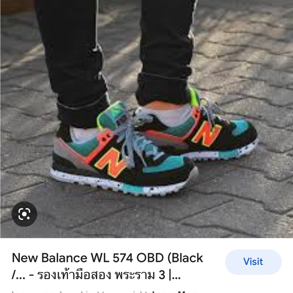 ULTRA RARE 8.5 Womens New Balance 540 navy blue suade neon splatter paint shoes